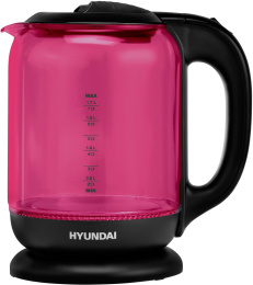 Чайник электрический Hyundai HYK-G4808 1.7л. 2200Вт малиновый/черный корпус: стекло