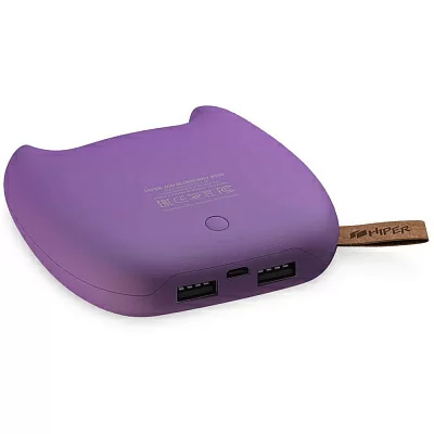 Внешний аккумулятор HIPER zoo blueberry li-pol 8000mah 2.4a+1.5a 2xusb, фиолетовый