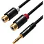 Переходник-разветвитель Vention гибкий Jack 3.5 mm M/2RCA F - 0.3 м Чёрный