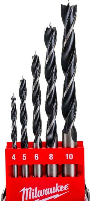 Набор сверл Milwaukee 5 шт. 4932352465 обрабатываемый материал: дерево, диаметр: 4, 5, 6, 8, 10 мм
