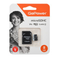 Карта памяти microSD GoPower 8GB Class10 15 МБ/сек V10 с адаптером Карта памяти microSD GoPower 8GB Class10 15 МБ/сек V10 с адаптером 00-00025673