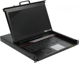 ProCase E1708HD Консоль однорельсовая , КВМ 8 порт, LCD 17'', single rail console KVM 8 port, LCD D-Sub, USB, разрешение 1920*1080, 8 кабелей