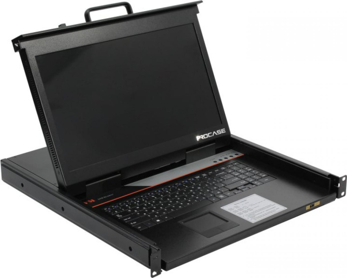 ProCase E1708HD Консоль однорельсовая , КВМ 8 порт, LCD 17'', single rail console KVM 8 port, LCD D-Sub, USB, разрешение 1920*1080, 8 кабелей