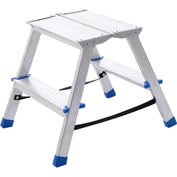Стремянка STAIRS алюминиевая двухсторонняя с мини-платформой 2 ступени AMP202