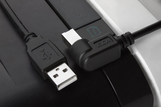 Greenconnect Кабель 1.0m USB 2.0, AM/BM угловой, черный, 28/28 AWG, экран, армированный, морозостойкий, GCR-UPC3M2-BB2S-1.0m