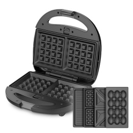 Мультипекарь BQ ST2001 800 Вт, антипригарное покрытие, количество съёмных плиток: 4 пары, температура нагрева: 230°С, индикатор питания, индикатор готовности к работе, место для хранения шнура, цвет: черный