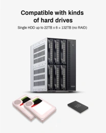 Внешний корпус для жёстких дисков TerraMaster D6-320 DAS tower/JBOD,Single Disk/up to 6 SATA 3,5' or 2,5' /1xUSB3.2 Type-C gen2/1xPS/1YW