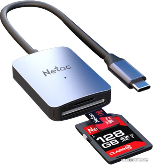 NETAC Картридер Netac WK12 WK12GYCN USB3.2 SD, SDHC, SDXC, microSD, microSDHC, microSDXC, Серебристый
