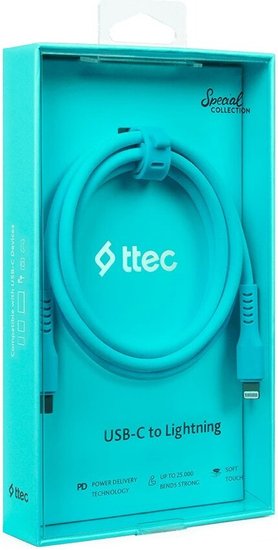 Кабель ttec 2DK60NM USB Type-C - Lightning (1.2м, голубой) USB 2.0 Type-C/Lightning, голубой, длина 1.2 м