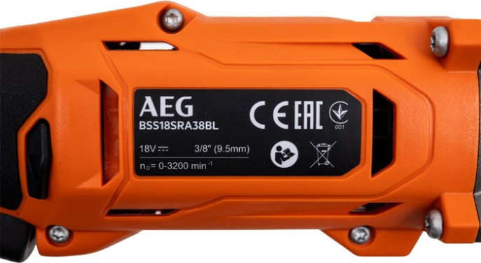 Бесщеточный угловой ударный гайковерт AEG 18В BSS18SRA38BL-0 4935493431
