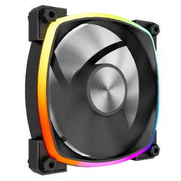 Powercase Вентилятор M55-12 ARGB Black 120x120x25mm PWM, 100шт./кор, 4pin PWM M+F + 3pin ARGB M+F , 600-1500±10% об/мин Bulk