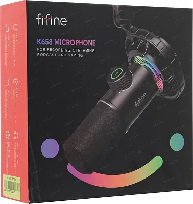 Микрофон для трансляций FIFINE K658 (Динамический, проводной, Кардиоида, USB Type C / разъем 3.5 мм для подключения наушников, Паук)