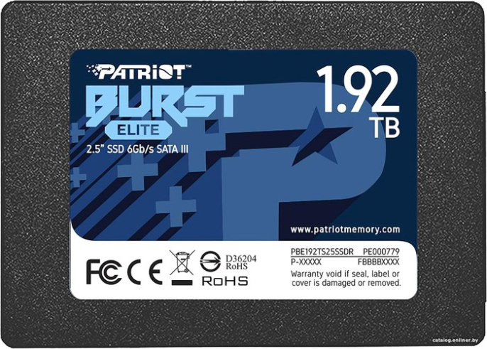 SSD накопитель Patriot Burst Elite PBE192TS25SSDR 1.92ТБ, 2.5", SATA III, SATA