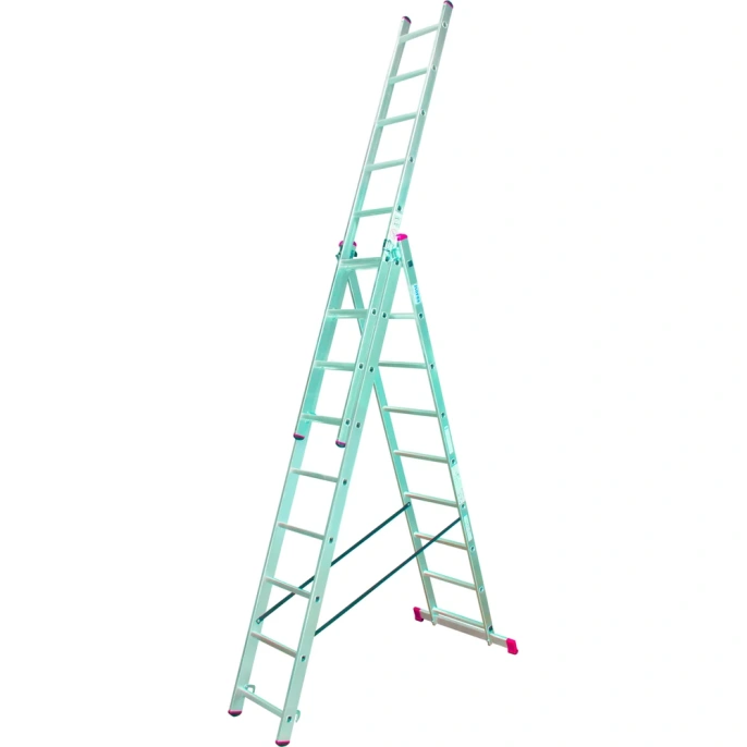 Алюминиевая трехсекционная лестница 3х9 Krause Corda 013392