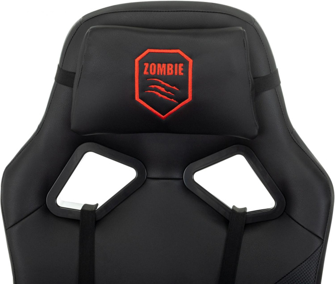 Кресло игровое Zombie 300 черный экокожа крестов. пластик пластик черный