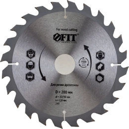 Диск пильный по дереву (200х32 мм; 24Т) для циркулярных пил Fit 37748
