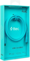 Кабель ttec 2DK59NM USB Type-C - USB Type-C (1.2м, голубой) USB 2.0 Type-C, голубой, длина 1.2 м