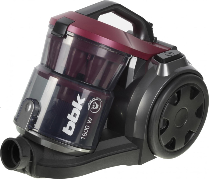 Пылесос BBK BV1502, 1600Вт, черный/вишневый