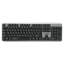 Клавиатура ExeGate Professional Standard LY-401 USB, полноразмерная, влагозащищенная, 104кл., Enter большой, длина кабеля 1,35м, серебристый корпус, Color Box EX264086RUS