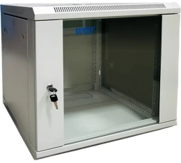 Шкаф 19 настенный W&T 12U 600x600mm серый, дверь стекло, без вентилятора C126060GWS3