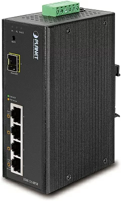 ISW-514PSF индустриальный PoE коммутатор для монтажа в DIN-рейку PLANET IP30 4-Port/TP+1-Port Fiber(SFP) Web/Smart POE Industrial Fast Ethernet Switch (-10 to 60 C)