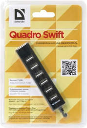 Хаб (разветвитель) Defender Quadro Swift, черный [83203]