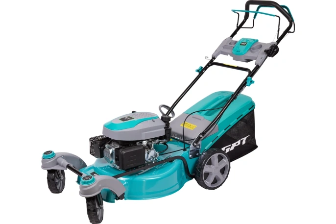 Газонокосилка бензиновая GPT GLM-Т5136SR роторная газонокосилка, самоходная, бензиновый двигатель, 3600 Вт, 5 л.с., ширина скашивания: 51 см 60 л