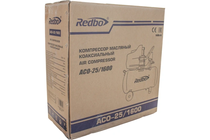 Компрессор масляный Redbo ACO-25/1600 коаксиальный, 1,6кВт, 198л/мин, 25л 39777