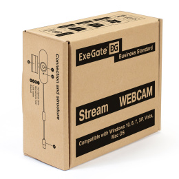 Веб-камера ExeGate Stream C925 Full HD T-Tripod 2Мп, 1920х1080, 1080P, 30fps, защитная шторка, поддержка H.264, фиксированный фокус, телескопический штатив Tripod Tele Ball, 4-линзовый объектив, микрофон с шумоподавлением, EX287379RUS