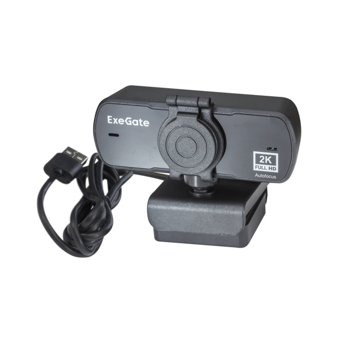 Веб-камера широкоугольная ExeGate Stream C940 Wide 2K AF T-Tripod (4Мп, 2560x1440, 30fps, H.264, автоматический фокус, защитная шторка, штатив Tripod Tele Ball в комплекте, широкоугольный 4-линзовый (стекло) объектив 89°, EX294582RUS