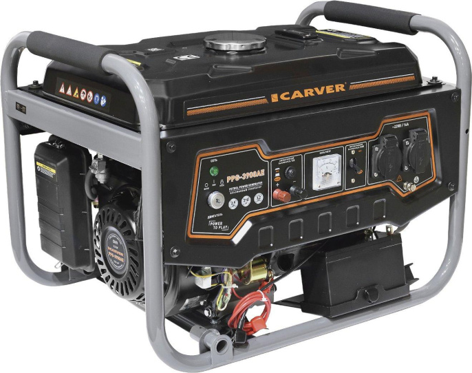 Бензиновый генератор CARVER PPG- 3900AE, 220/12 В, 3.2кВт, с АКБ [01.020.00021]