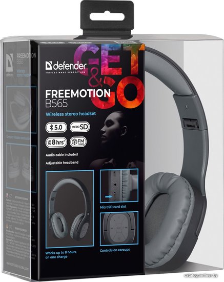 Bluetooth-гарнитура Наушники с микрофоном Defender FreeMotion B565 (Bluetooth5.0, срегул. громкости) 63565