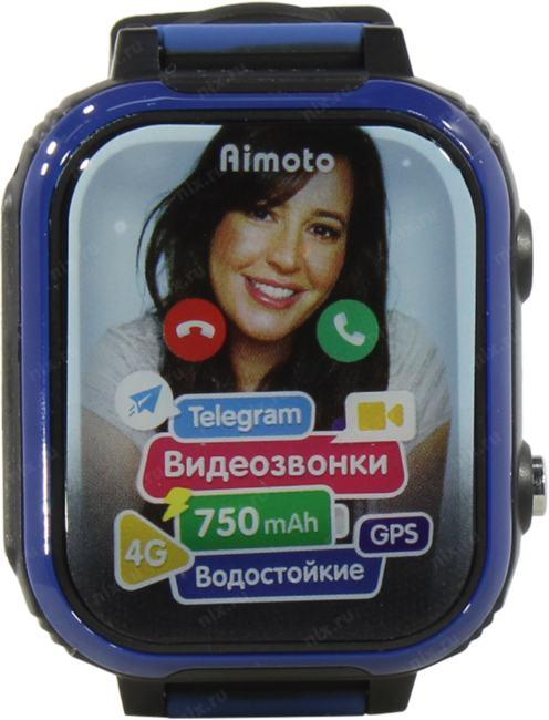 Смарт-часы Кнопка Жизни Aimoto Pro Indigo 4G,  1.44",  черный/синий/черный/синий [9500102]