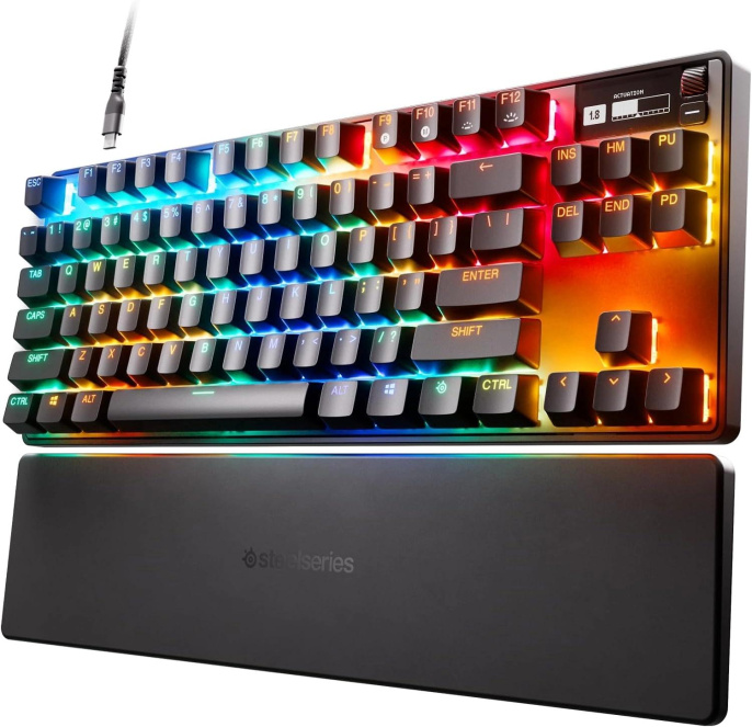Клавиатура SteelSeries Apex Pro TKL,  USB, c подставкой для запястий, черный [64856]