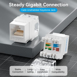 Модуль Vention Keystone Jack Cat.6 неэкранированный 180 градусов Белый (IRHW0)