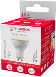 Лампа светодиодная Thomson TH-B2103 4Вт цок.:GU10 рефлек. 220B св.свеч.бел.теп. MR16 упак.:1шт