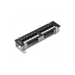 Настенная патч-панель NEOMAX [NM-PP-WM12P-UC5E-D-111-BK] 12 портов, кат.5E, UTP, Dual IDC, цвет черный