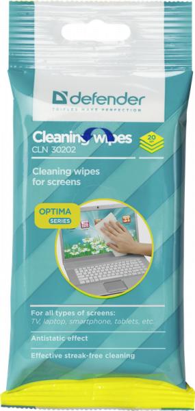 Салфетки для экранов CLN 30202 Optima 20 шт,пакет с подвесом DEFENDER