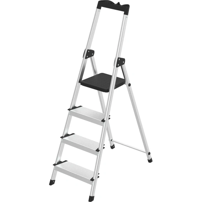 Стремянка алюминиевая Zalger 4 ступени, с лотком, 12 см ступенька 211-4