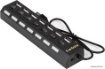 USB-Хаб концентратор 7-в-1 ExeGate DUB-72SW кабель-адаптер USB2.0 -- 7xUSB2.0, кнопки включения/отключения для каждого порта, Plug&Play, черный EX293978RUS