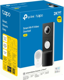 Умный дверной звонок TP-Link Tapo D235  датчик освещенности/движения (PIR), подключение к Wi-Fi, соединение Wi-Fi, управление через Amazon Alexa/Google Home/TP-Link Tapo, размещение уличное/внутри помещения, питание: сеть 100-240В/USB 5В/аккумулятор, голо