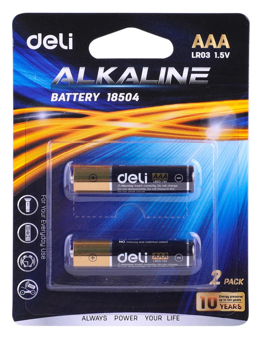 AAA Батарейка DELI E18504,  2 шт.