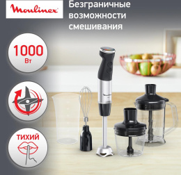 Блендер Moulinex DD67L810,  погружной,  серебристый/черный