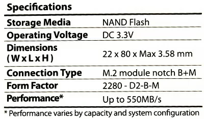 Накопитель SSD 120 Gb M.2 2280 B&M 6Gb/s Transcend MTS820S TS120GMTS820S 3D TLC