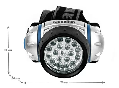 Camelion LED5313-19F4 (фонарь налобн, металлик, 19LED, 4 реж, 3XR03 в компл, пласт, блист)