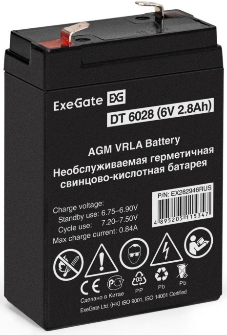 Аккумуляторная батарея EXEGATE EX282946 для ИБП,  6В,  2.8Ач [ex282946rus]