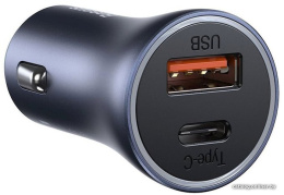 Автомобильное зарядное Baseus CCJD-0G Golden Contactor Pro Dual Quick Charger Car Charger Type-С + USB 40W, Выходы: Type-C - 20W, USB - 20W, Dark Gray