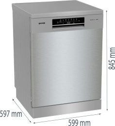 Посудомоечная машина Gorenje GS642E90X ( 2 корзины ),  полноразмерная, напольная, 59.9см, загрузка 13 комплектов, серебристая