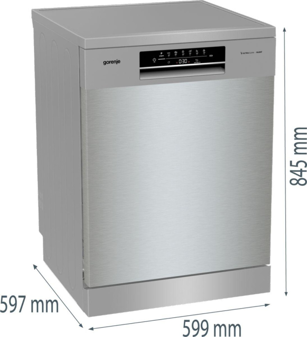 Посудомоечная машина Gorenje GS642E90X ( 2 корзины ),  полноразмерная, напольная, 59.9см, загрузка 13 комплектов, серебристая