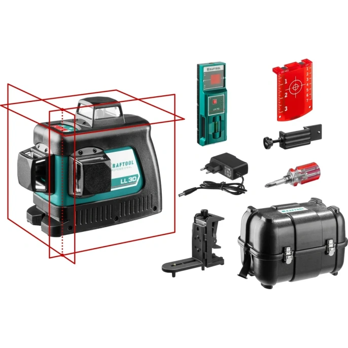 Лазерный нивелир KRAFTOOL LL-3D-4 360 градусов, 20м, 70м, детектор 34640-4